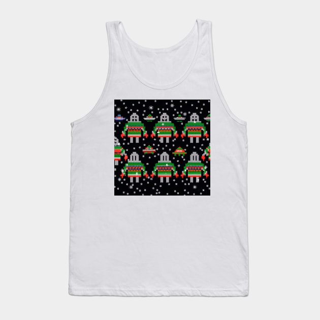 Ugly UFO Christmas Sweater Tank Top by Alien Conspiracy Podcast